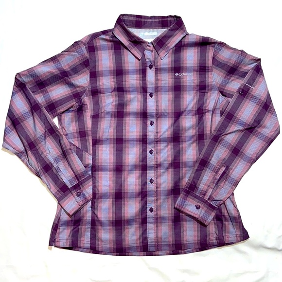 Columbia Tops - Columbia Meadowgate Long  Sleeved Shirt/Top Size Large. Plum Multi Plaid